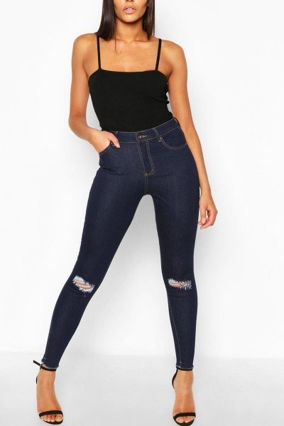 Jeans high waist frayed
