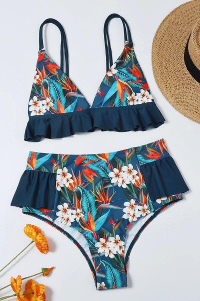 Bikini tropical ruffle