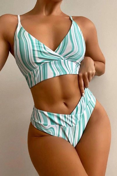 Bikini striped cheeky