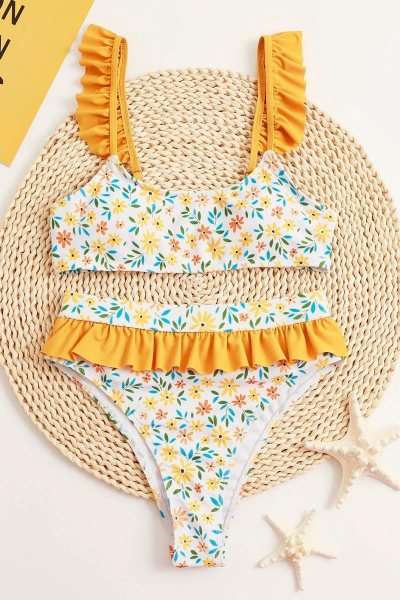 Bikini floral ruffle