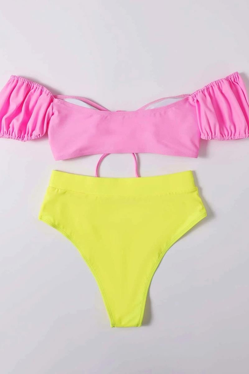 Bikini color block tie