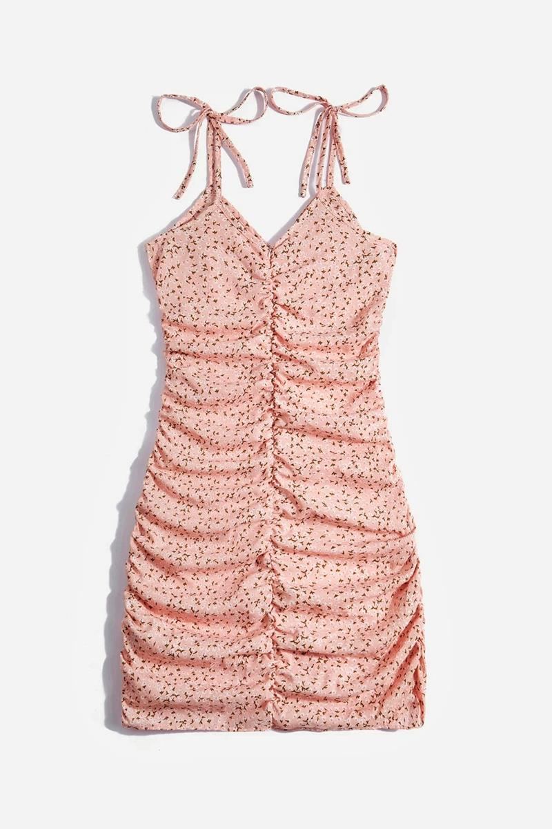 Vestido floral ruched