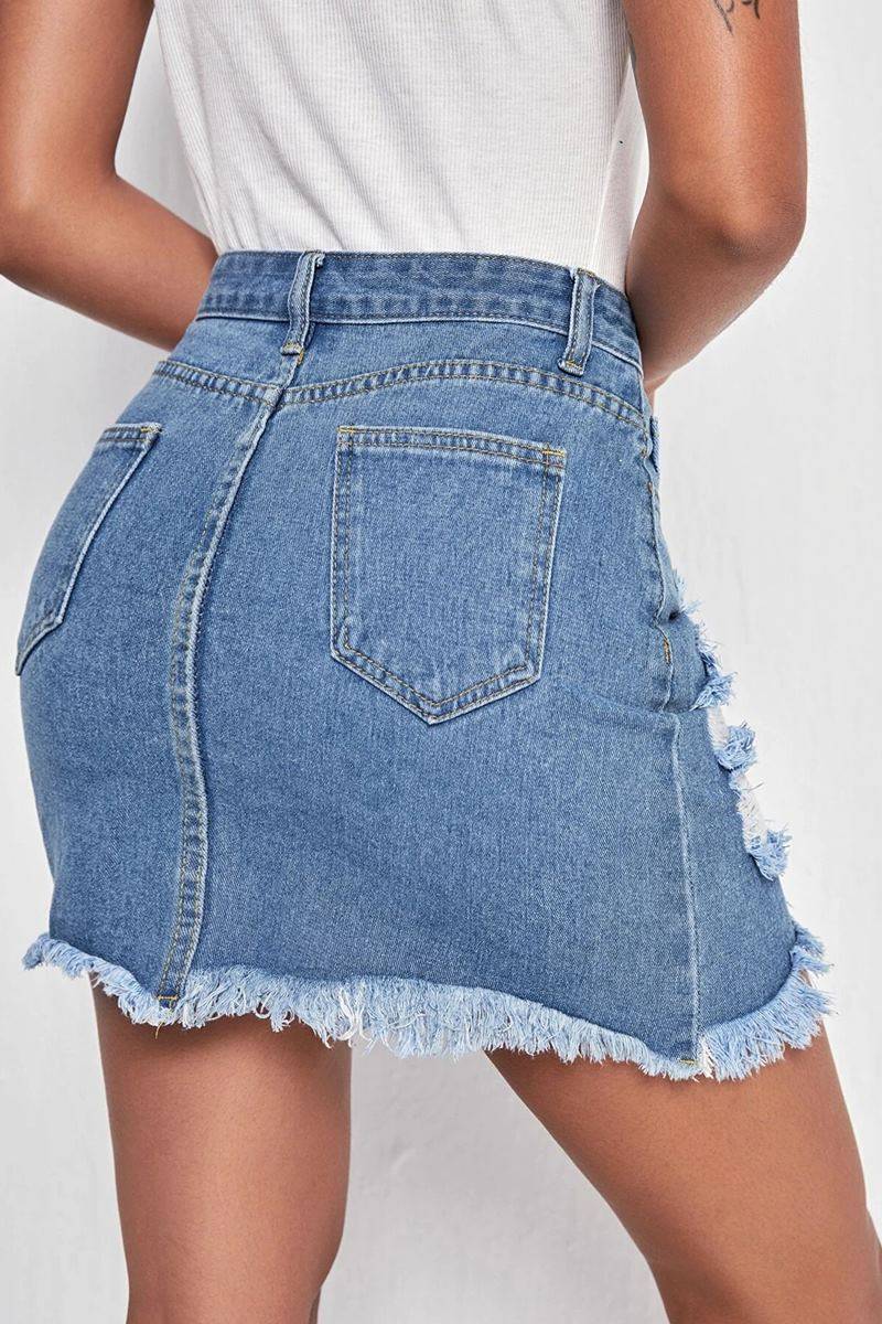 Falda distressed high rise