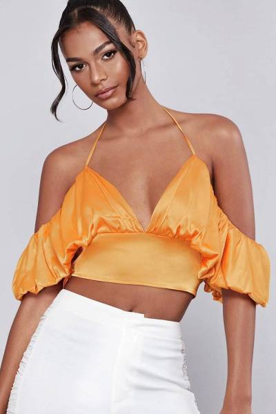 Blusa puff sleeve backless
