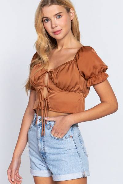 Blusa sweetheart woven