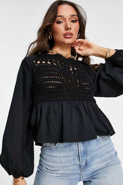 Blusa long sleeve crochet