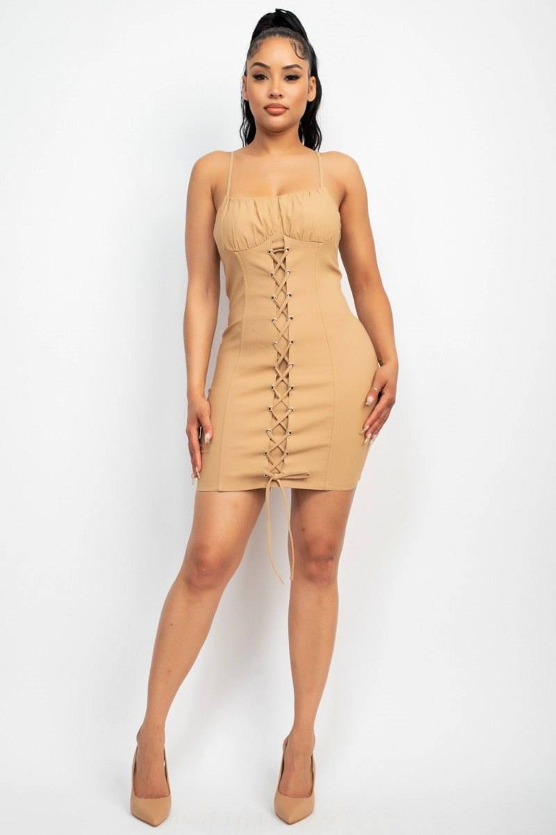 Vestido lace up bodycon